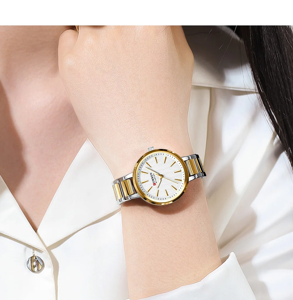 CURREN Elegante Schlichtheit Quarz-Zifferblatt-Uhr für Damen Schlankes Luxus-Zifferblatt mit Leuchtzeigern Armbanduhr für Damen – Detail 10