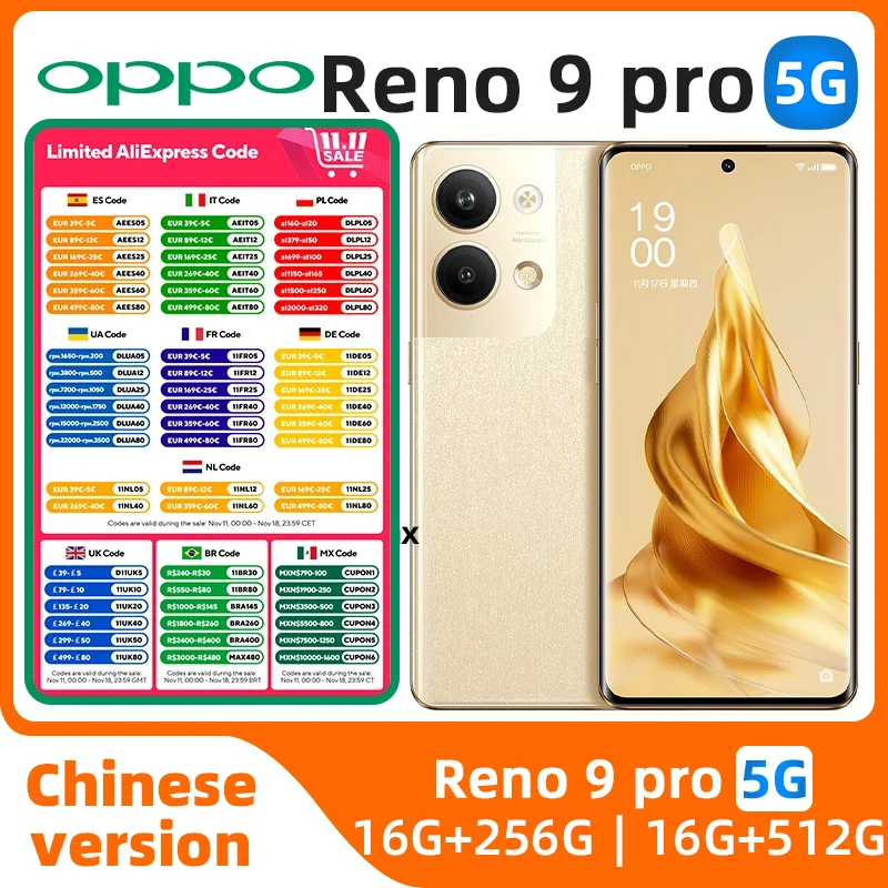 Oppo Reno 9 Pro 5g SmartPhone 50MP CPU Dimensity 8100 Max 6.7