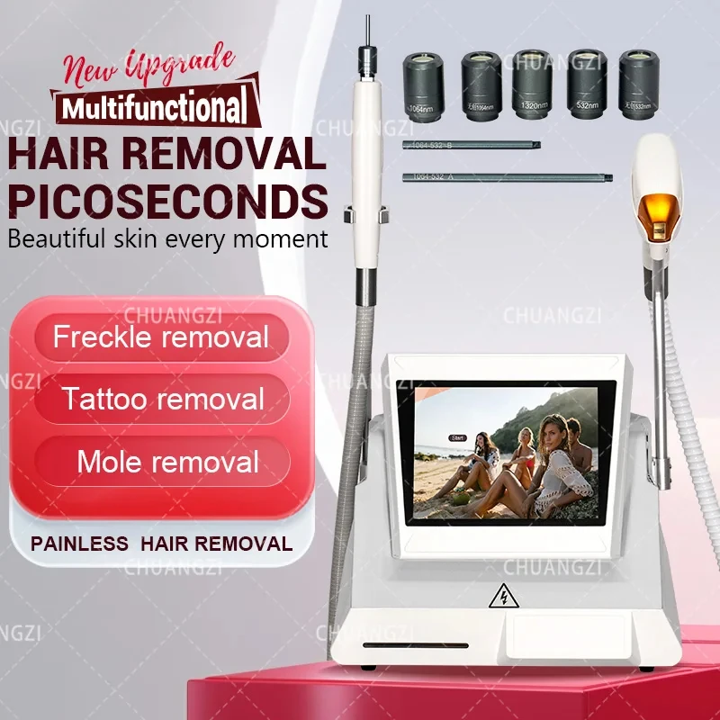 2 in 1 808 Diode Laser Hair Removal Diode Laser and Picosecond Laser Tattoo Removal Machine with 4 Wavelength 755nm 808nm 1064