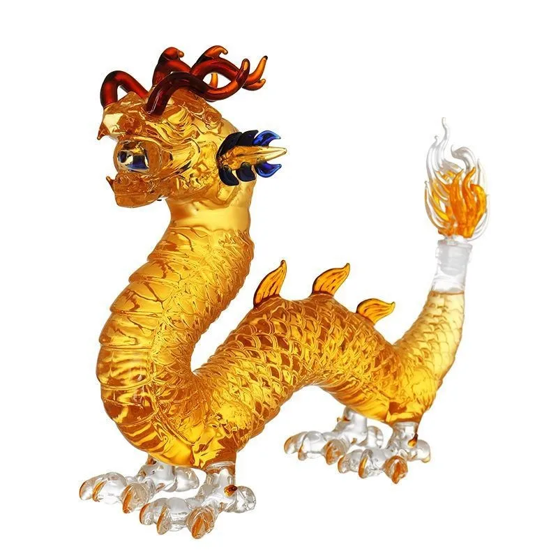 Lead-free dragon shaped whiskey decanter barware drinking Chinese zodiac wine decanter for Liquor Scotch Bourbon 1000ML