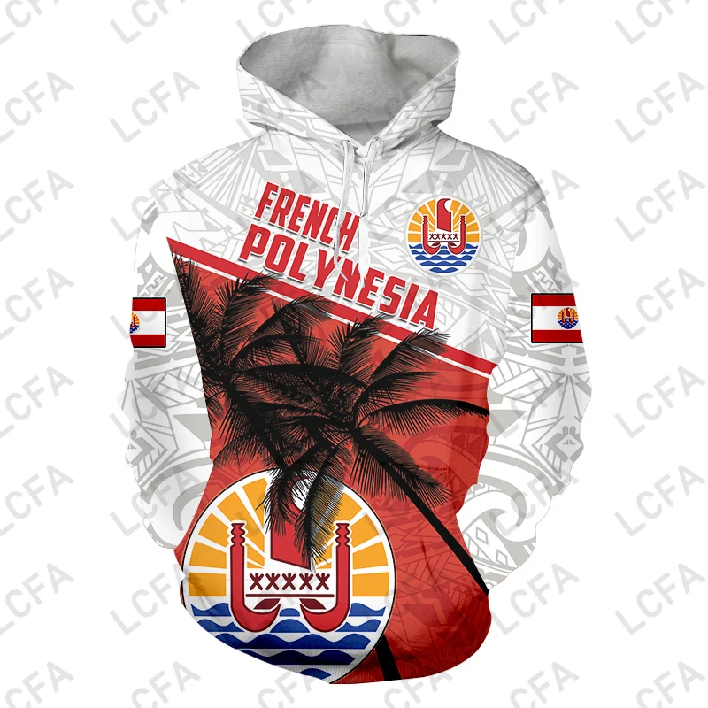 Sudadera con capucha para hombre, ropa deportiva con estampado 3D de Polinesia, Tahiti, bandera del país, estilo Harajuku, 2022