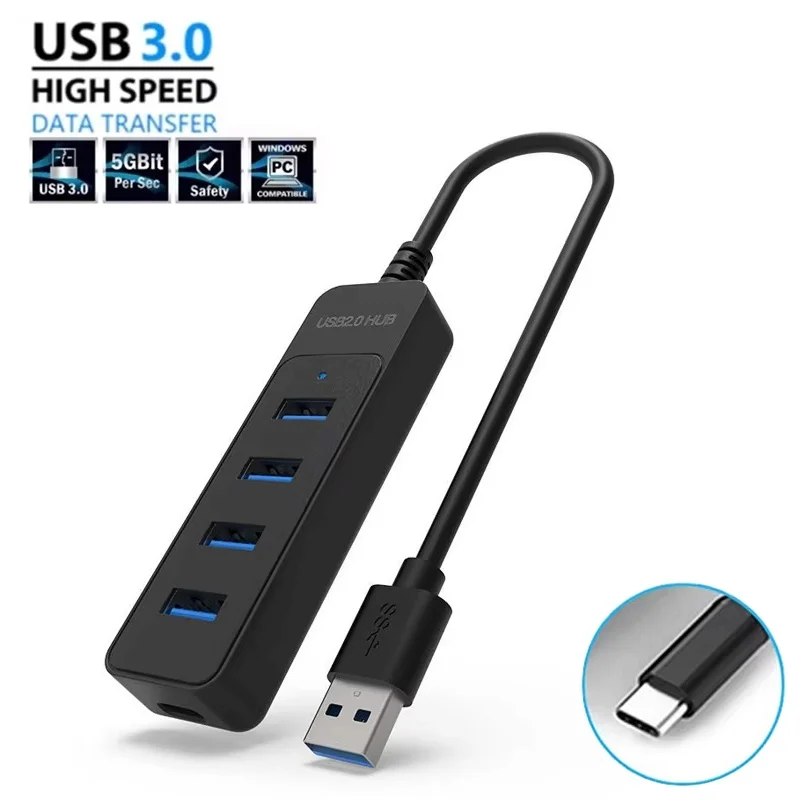 USB 3.0 Hub 4 Ports Type C Multi Splitter Hub Type C Power Expander Adapter Multifunctional Type C Expander Dock For Laptop PC
