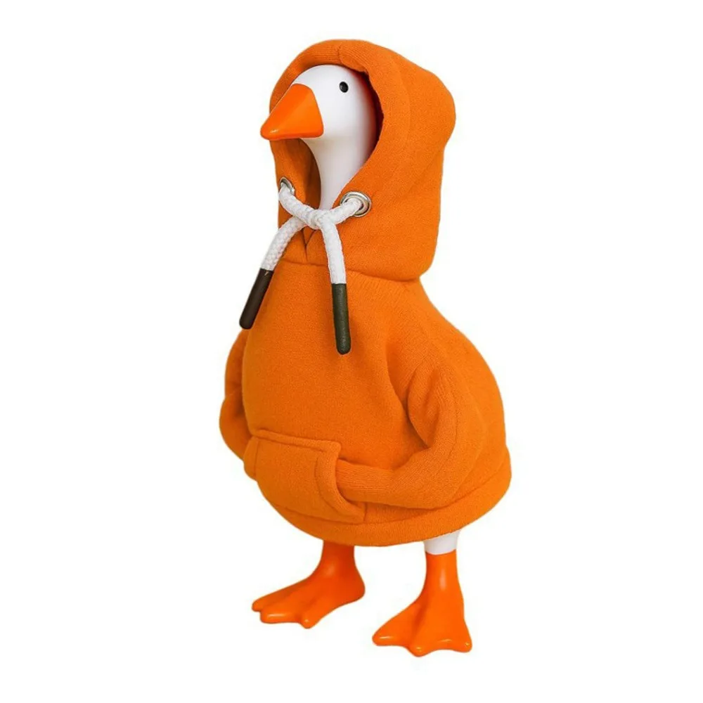 Grappige 5-inch gansoutfits rode hoodies zachte effen kleur bureau gansoutfits kleding mini veranda gans hoodies voor decoratie