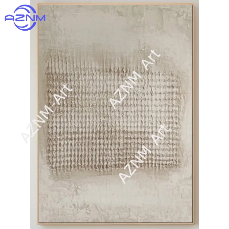 1/2Pcs Textured Beige Abstract Oil Painting Set: Contemporary Wall Art view 3