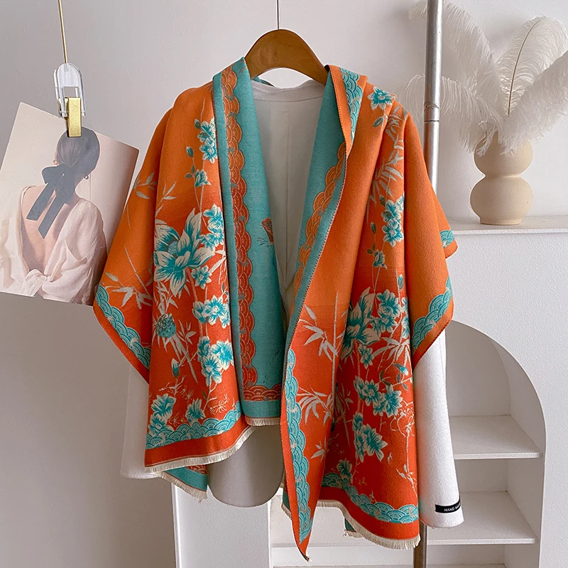 

2024, последний дизайн, зимние двусторонние жаккардовые кашемировые шарфы, высокое качество, женская утепленная шаль, женский шерстяной шарф из пашмины