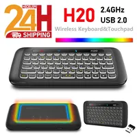 H20 Mini Full Touch Screen 2.4GHz Air Mouse Touchpad Backlight Wireless Keyboard IR Leaning Remote Control for Andorid TV Box