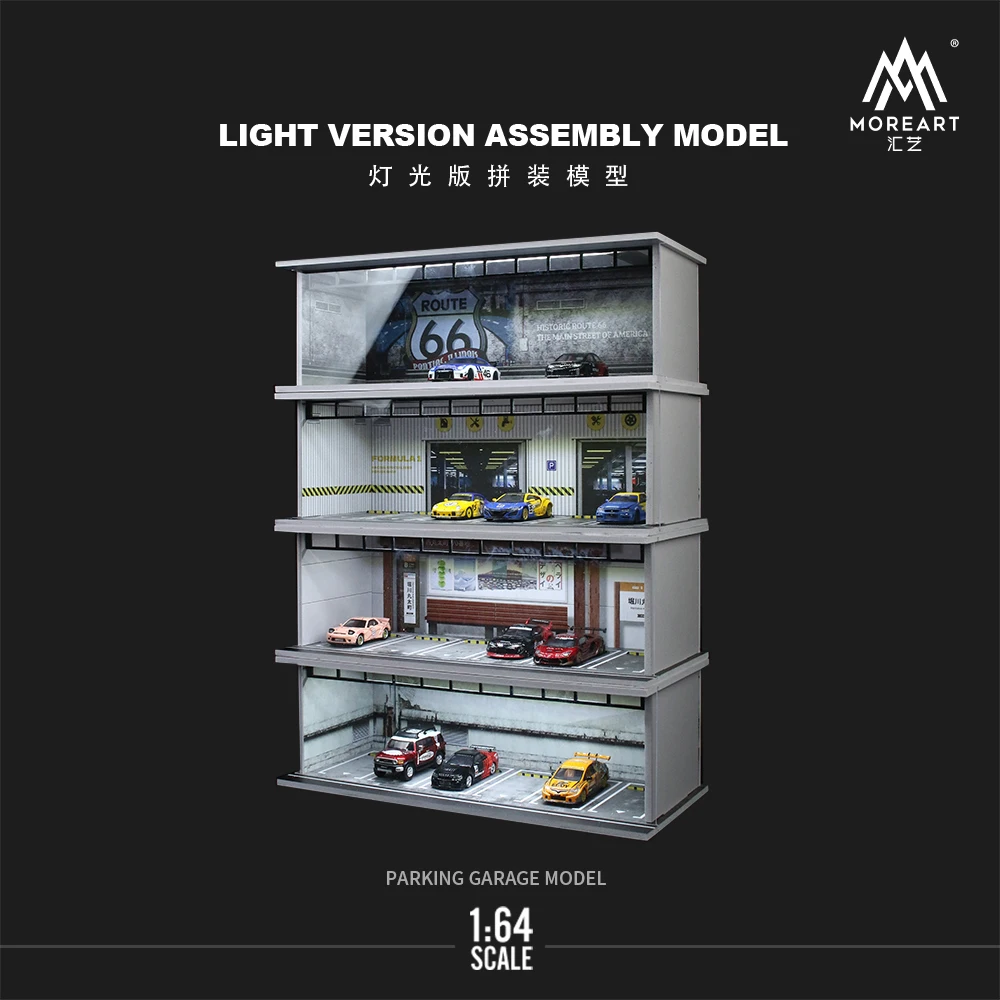 MoreArt 1/64 Ondergrondse parkeerplaats LED-verlichting versie assemblage scène model set/verzending in januari 2025