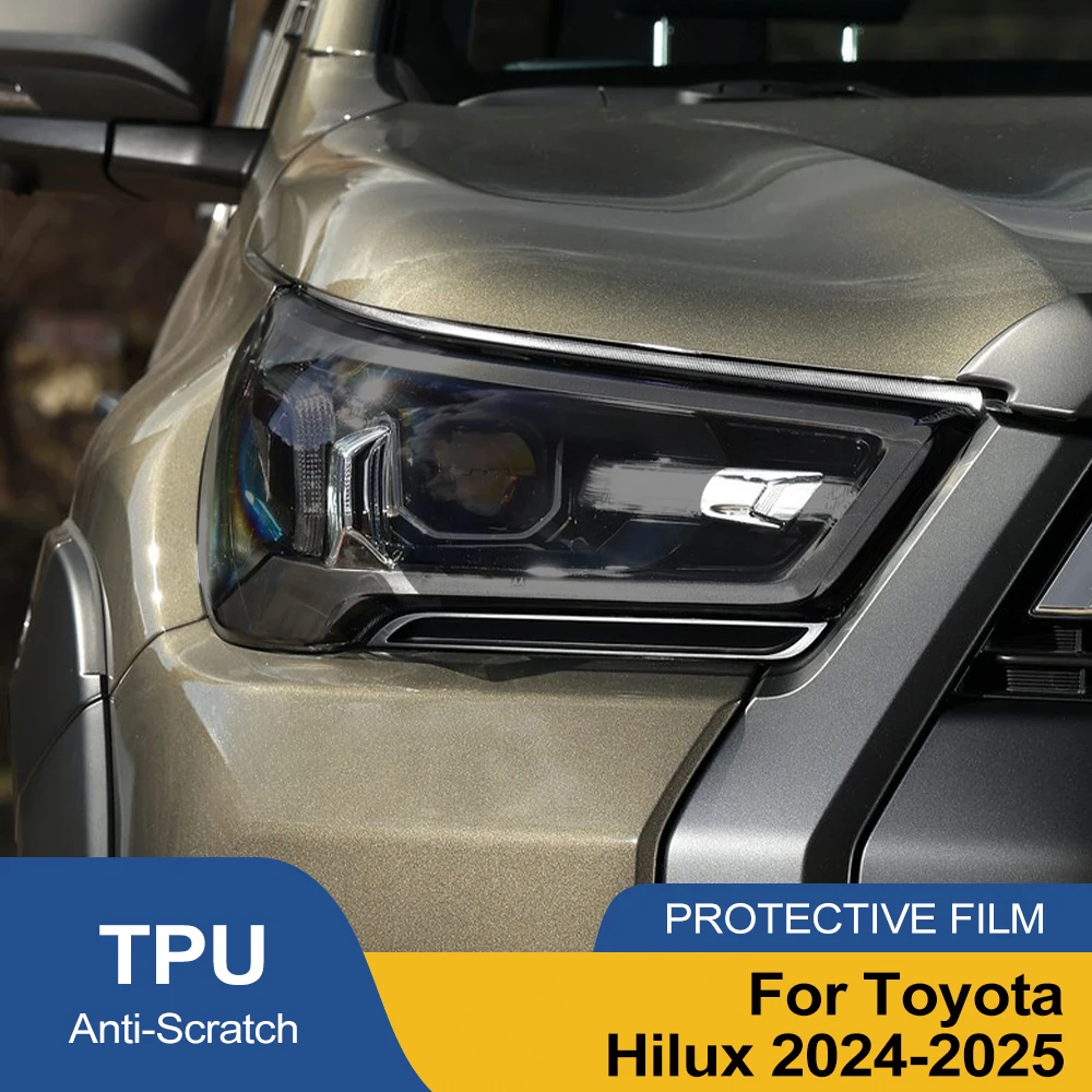 Für Toyota Hilux 2024-2025: Rauchschwarze, vorbehandelte, kratzfeste Hochglanz-Vinylfolie zum Schutz der Autoscheinwerfer