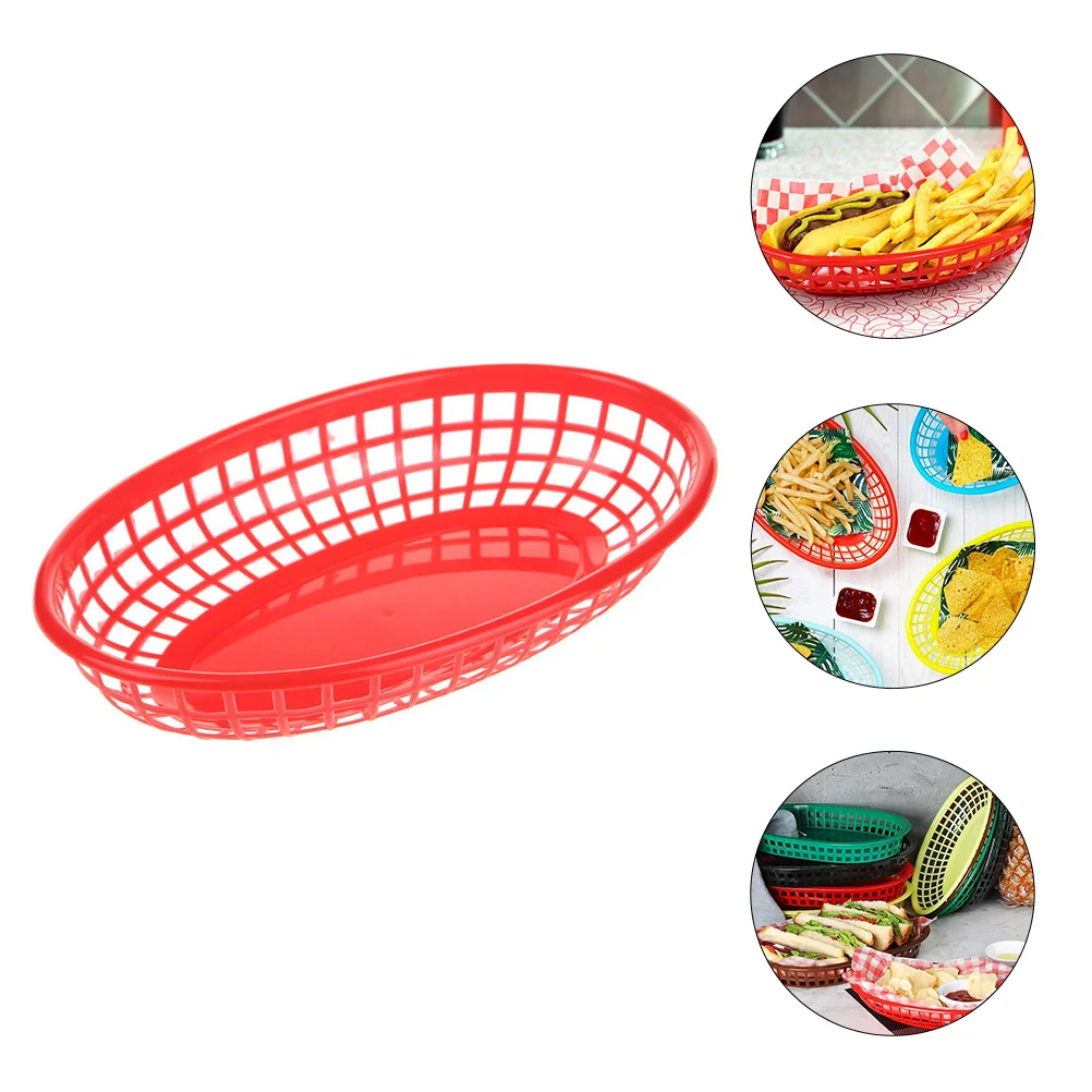 12 Pcs Hot Dog Chips Basket Burgers Panier À Pain Plastic French Fries Food Storage Plate