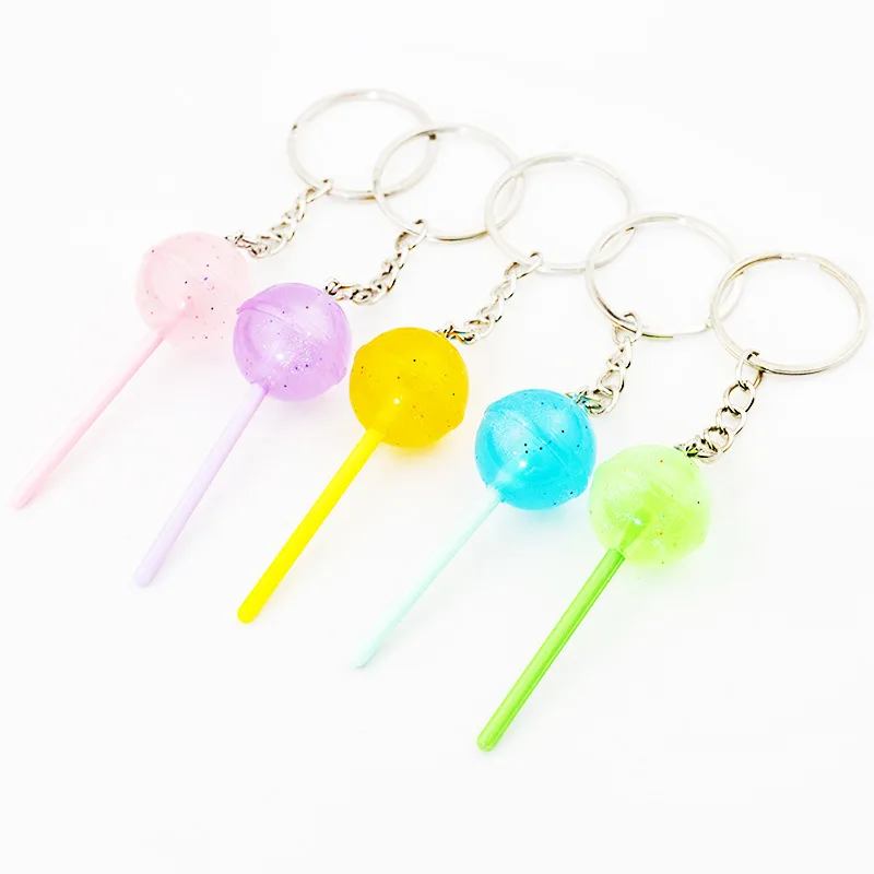 Cute Resin Candy Lollipop Keychain Mini 3D Simulation Food Car Keyring Men Women Handbag Pendants DIY Jewelry Gift Accessories