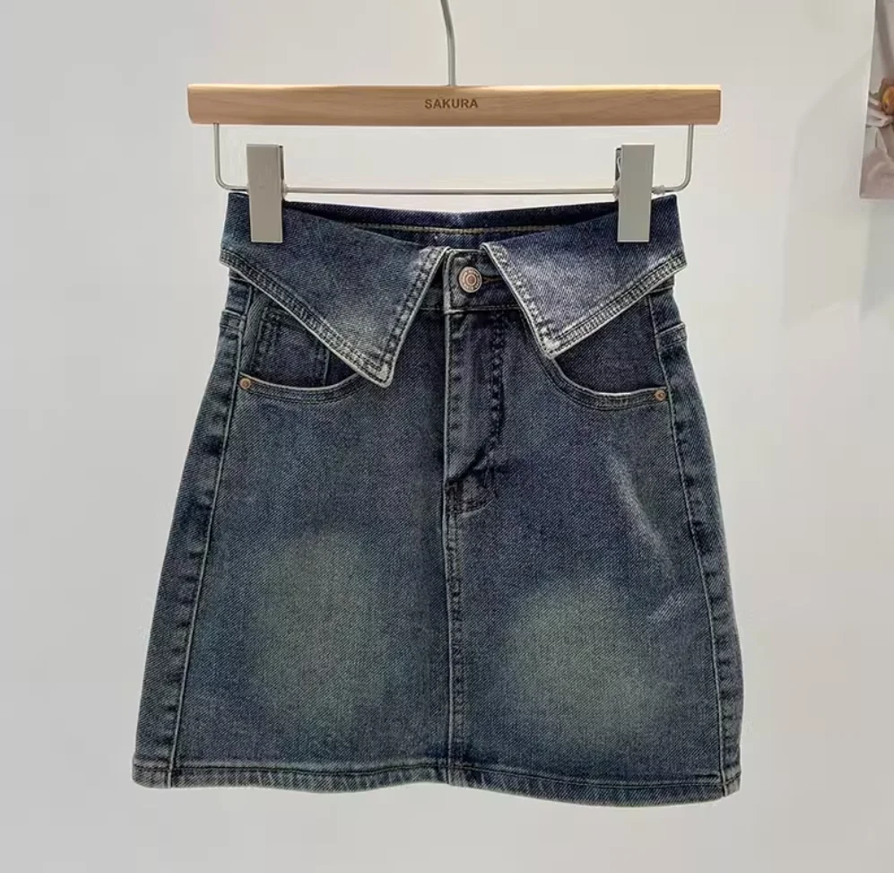 ใหม่แฟชั่น Casual High เอว DENIM กระเป๋าสีทึบ SLIM FIT เหนือเข่า MINI A-Line กระโปรงผู้หญิง,3 สี