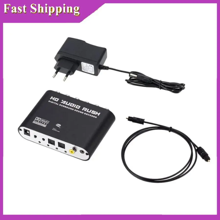 ABRI-Digital To Analog 5.1 Channel Stereo Audio Converter Optical SPDIF Coaxial AUX 3.5Mm Sound Decoder Amplifier-EU Plug