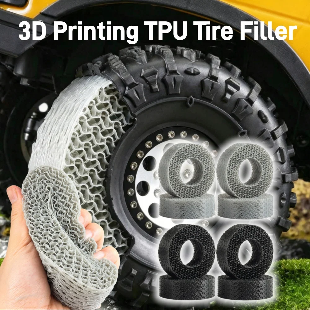 

4pcs 1.9" Tires Insert 3D Printing TPU Tire Filler Waterproof fit 118-122mm Wheel Tires 1/10RC Crawler TRX4 SCX10 Capra H10