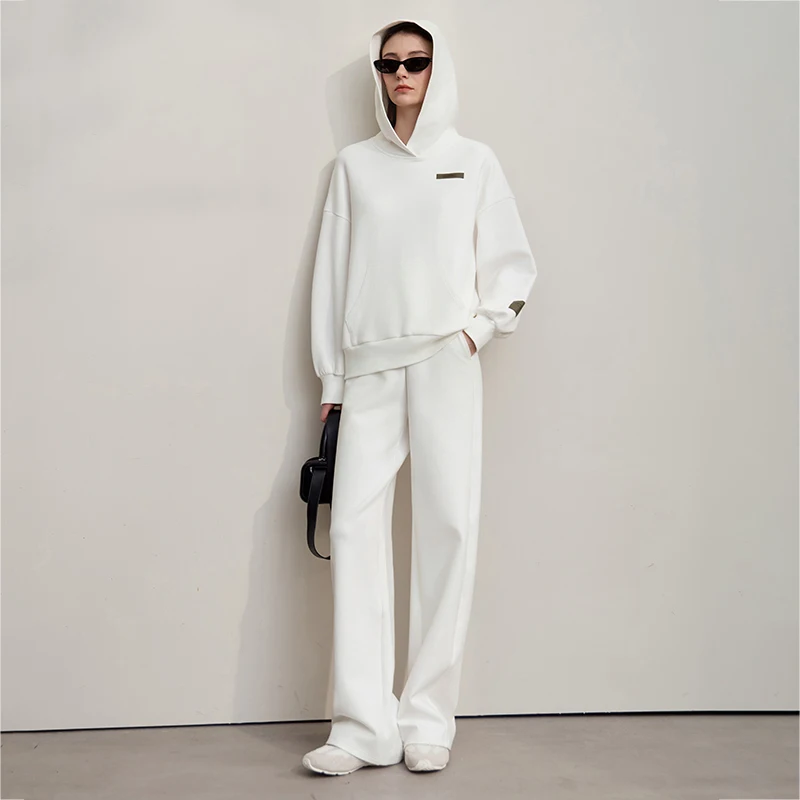 Amii Sweatshirts Woman 2025 Autumn New Casual Cotton Knit Tops Wide-leg Trousers Women's Loose Versatile Pants Separate 12524056