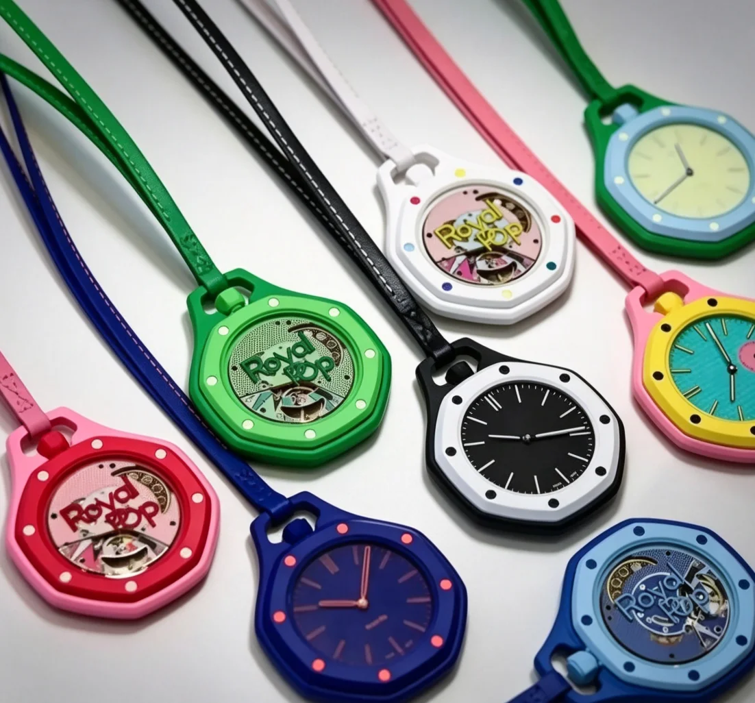 Pendentif montre de poche octogonale couleur bonbon, montre à quartz tendance pour hommes et femmes avec cordon en cuir, montre-bracelet décontractée polyvalente, cadeau