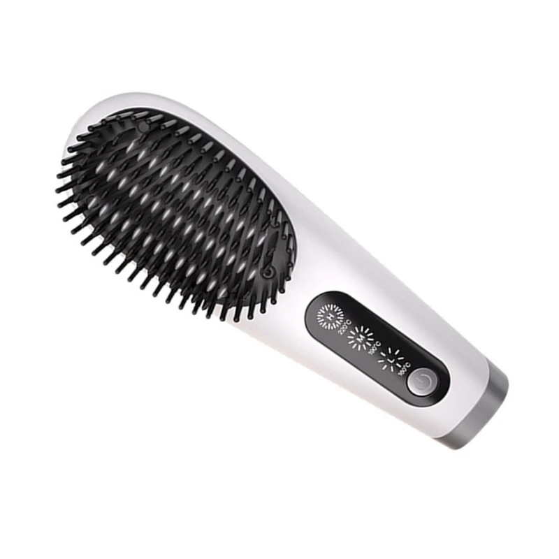 Ceramic Hair Straightener Brush Comb, 3 Adjustable Heat Levels Efficient Styling