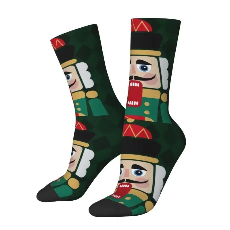 Funny Print Nutcracker Doll Socks for Women Male Men Stretchy Summer Autumn Winter Cartoon Toy Soldier Crazy Crew Socks