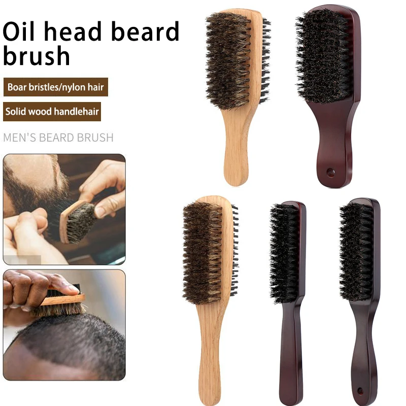 

Hair Brush Wood Handle Boar Bristle Beard Comb Styling Detangling Straighten Brown Boar Bristles Massage Comb