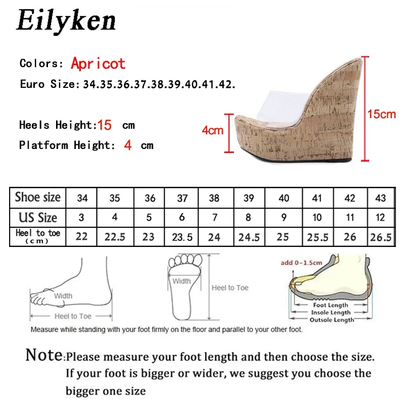 Eilyken PVC Transparent Platform Wedges Women Slippers Fashion Open Toe High Heels Shoes Comfortable Female Designer Sandals