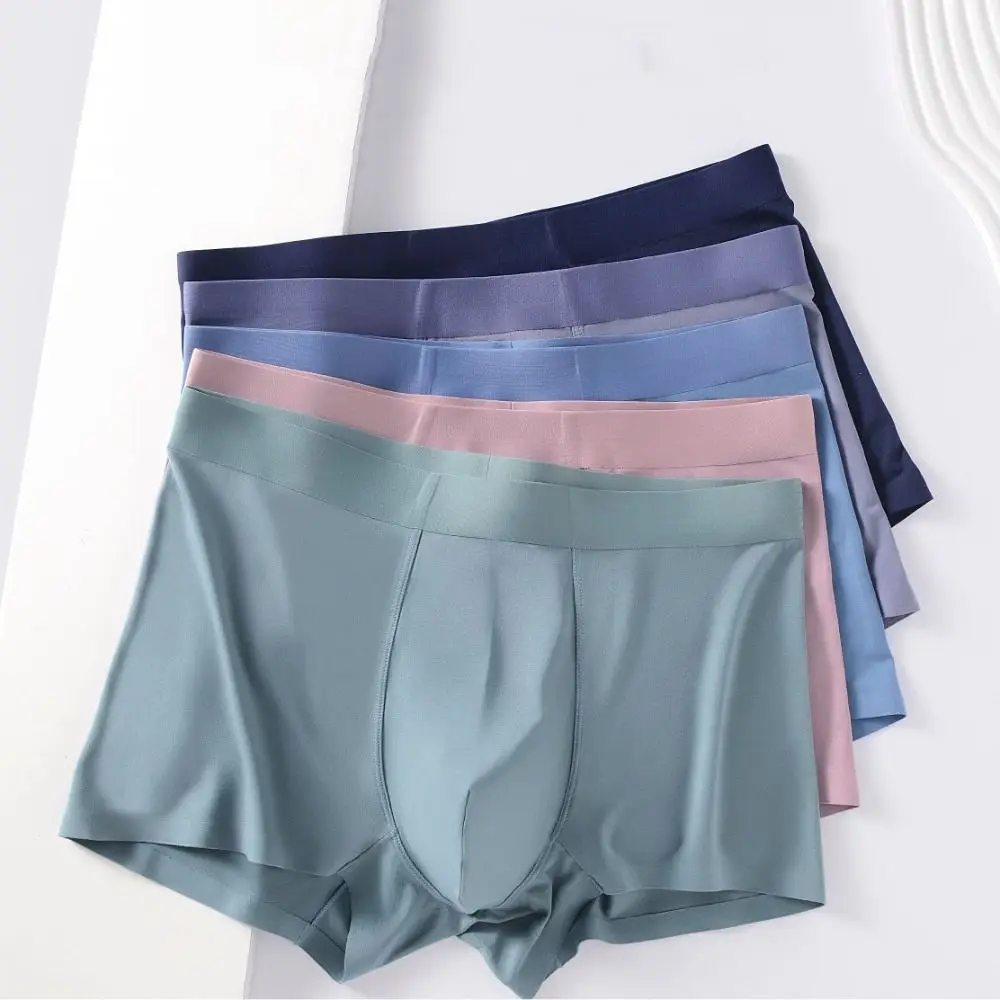 

3Pcs Breathable Large Size Underwears for Men Mid-Waist Solid Color Boxer Briefs Ultra-thin Shorts Seamless Flat Panties Male