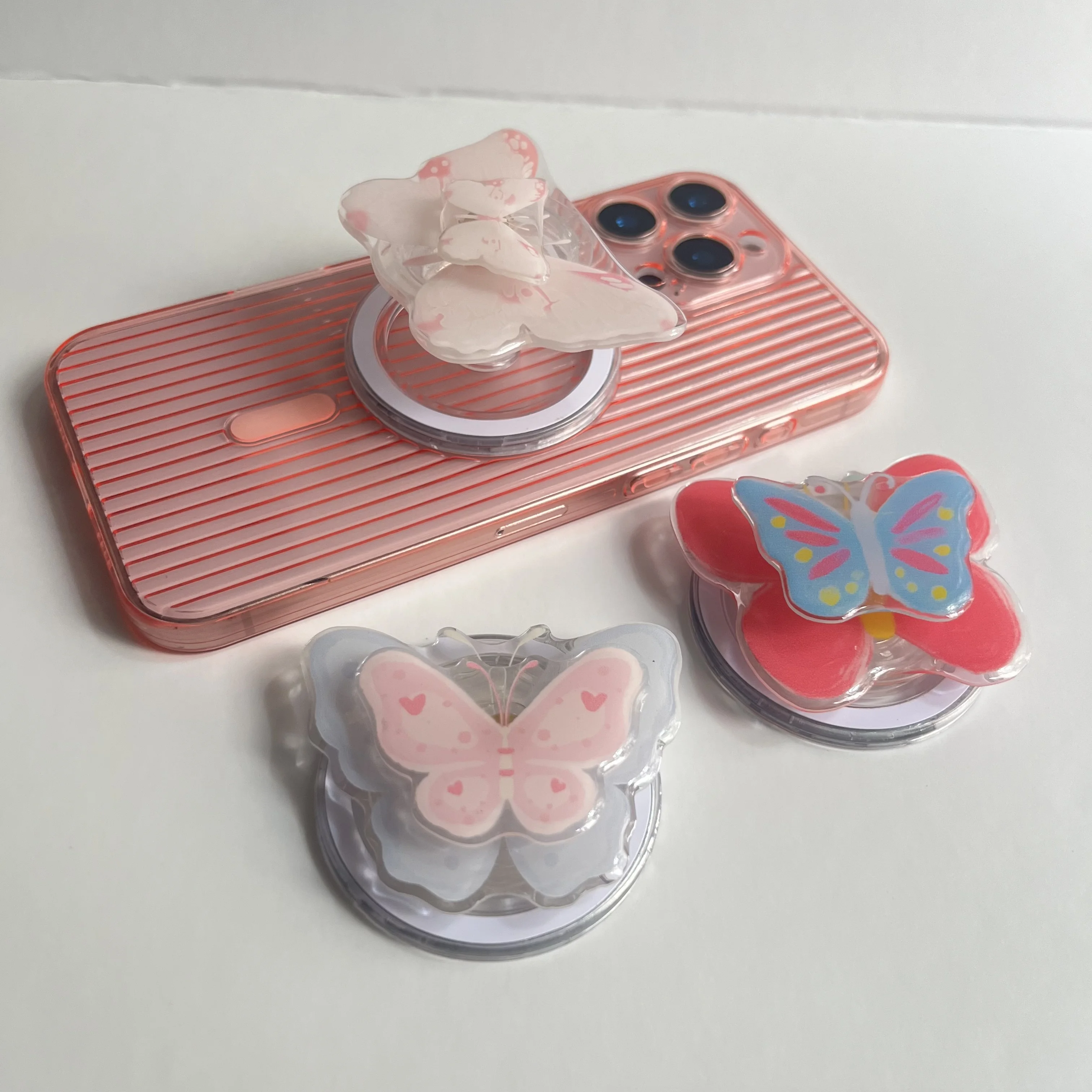 

Cute 360 Degree Rotation Butterfly For Magsafe Phone Holder Foldable For Iphone Samsung Phone Case Grip Tok Socket Bracket