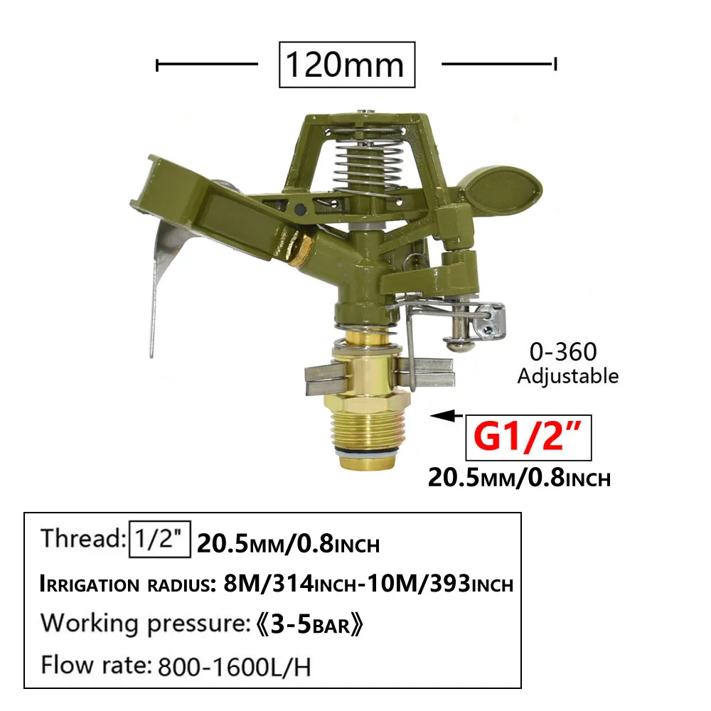Obrotowe zraszacze strumieniowe o 360 stopni metalowy Rocker dysze 1/2 \