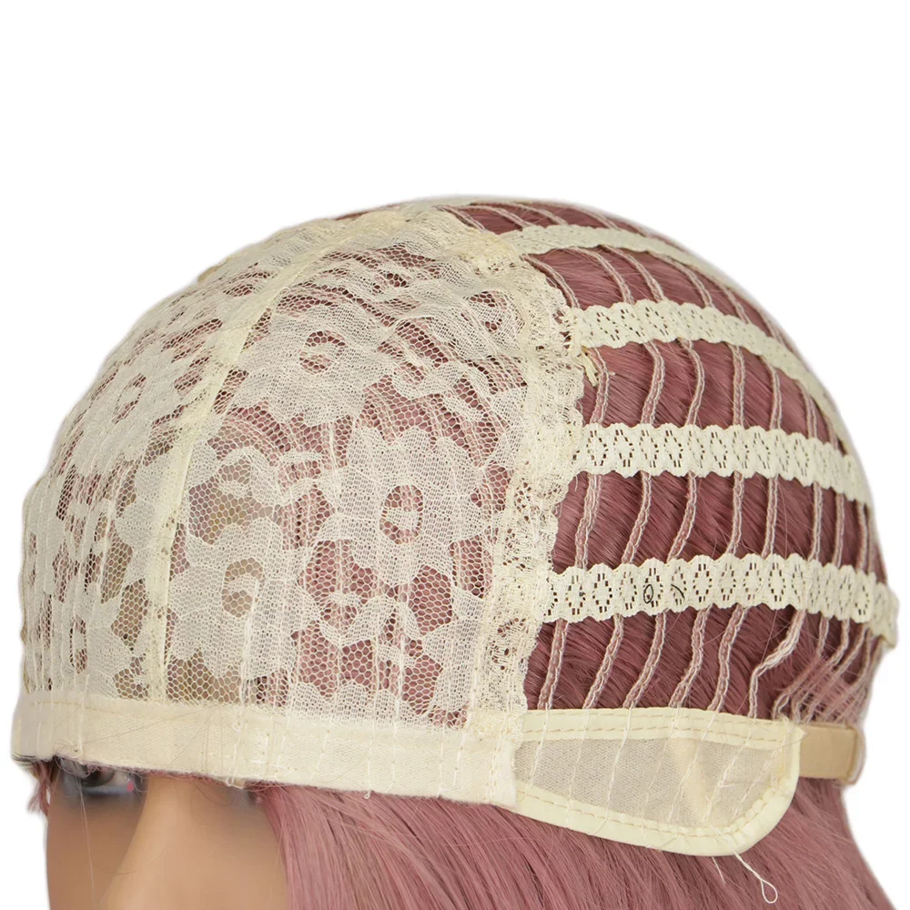 Frauen Lila Rosa Kurze Bob Haar Synthetische Perücken Gemischt Rosa Highlights Haar Perücke Hitzebeständige Faser Kurze Gerade Rosa