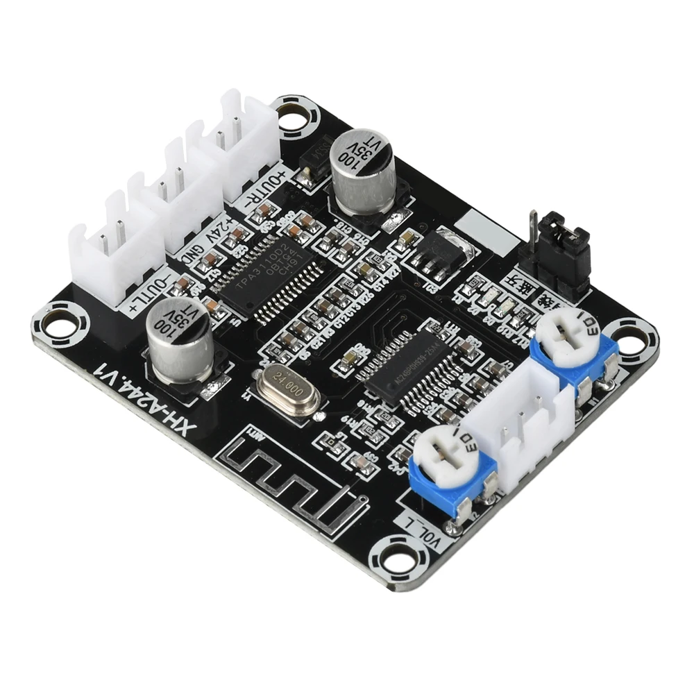 Modul Amplifier Audio Universal XH-A244, papan Amplifier Digital DC12-24V Saluran ganda 30W X 2