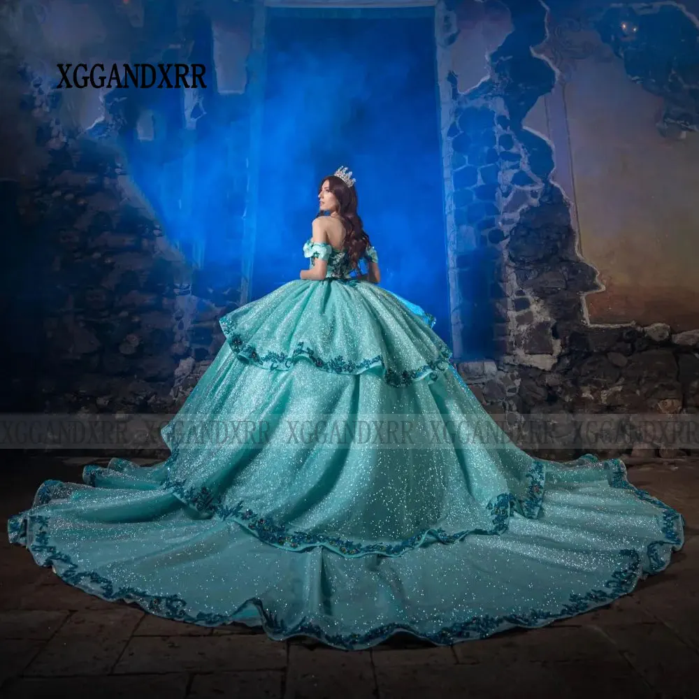 Elegant Ball Gown Quinceanera Dress 2024 Off Shoulder Sweet 15 16 Birthday Party Prom Formal Occasion Vestidos De XV Años Layers