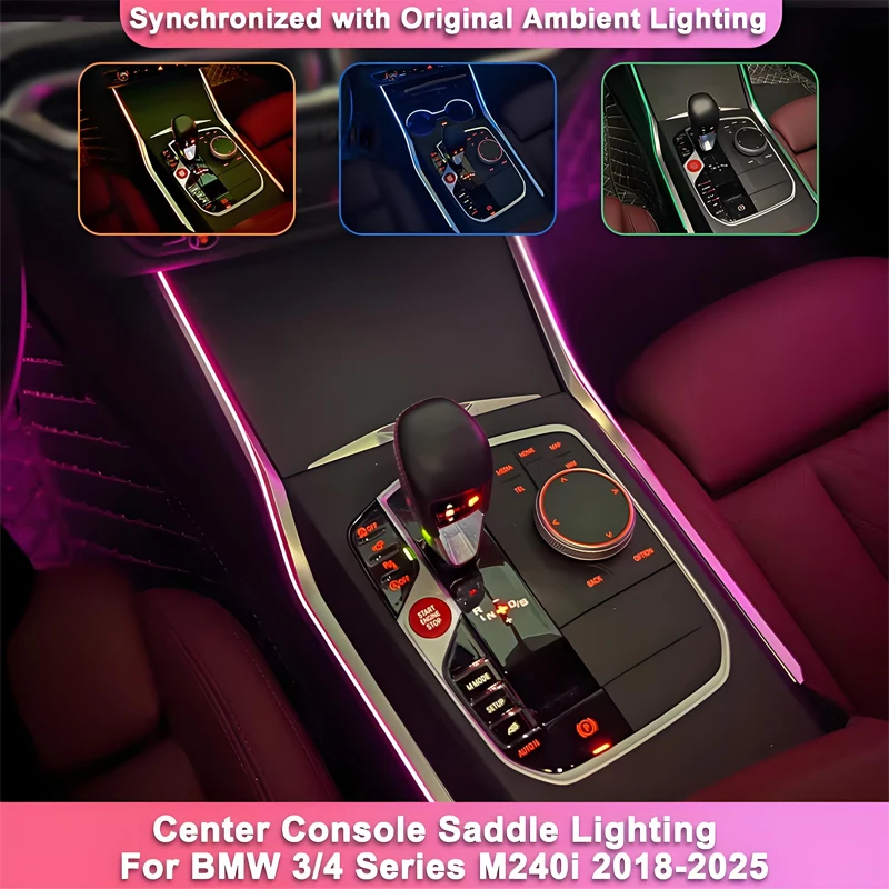 

Обновленные светодиодные ленты для центральной консоли 2026 года для BMW 3/4/M3/M4 серий G20 G22 G26 G80 G82 с синхронизацией подсветки OEM