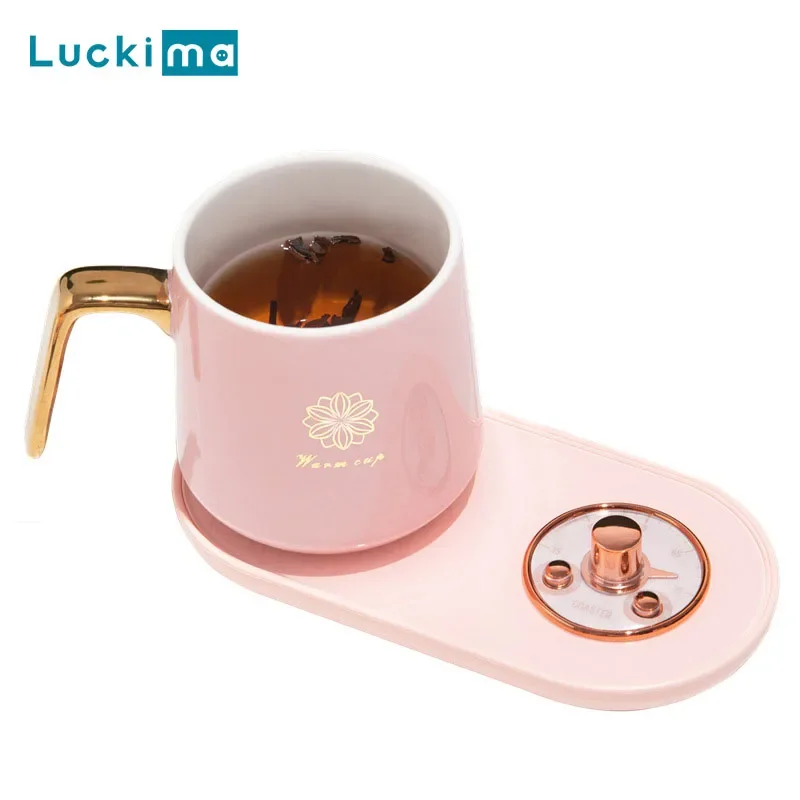 Retro Electric Beverage Cup Warmer with Timer Auto-on/off for Home Office Mug - Coffee Milk Tea Cocoa Water