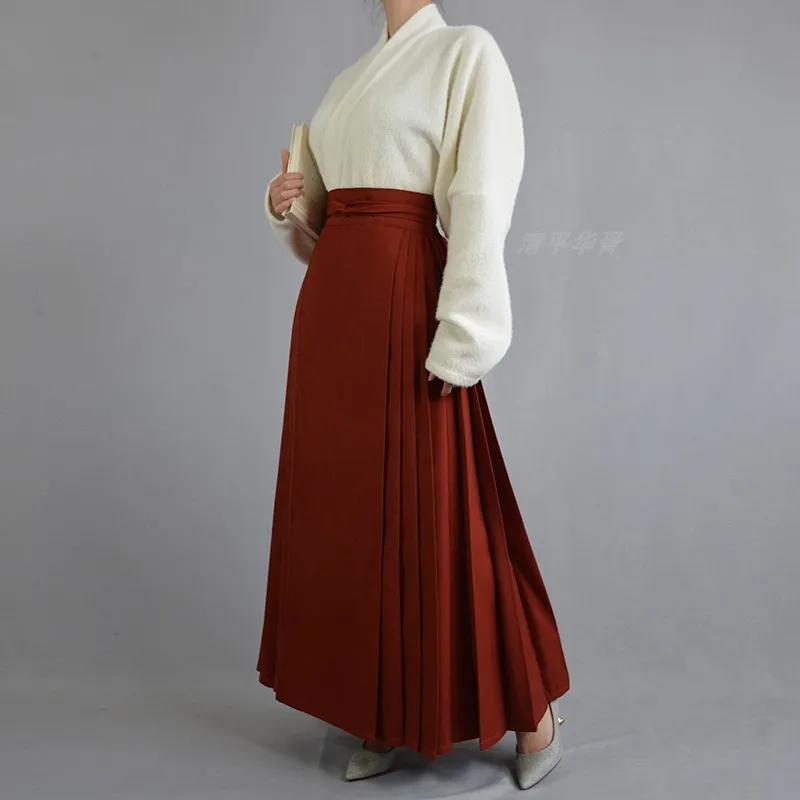 Hanfu Vintage końska spódnica kucyk damska chińskie tradycyjne dynastia Ming modny kardigan koszula codzienna plisa spódnica MaMia