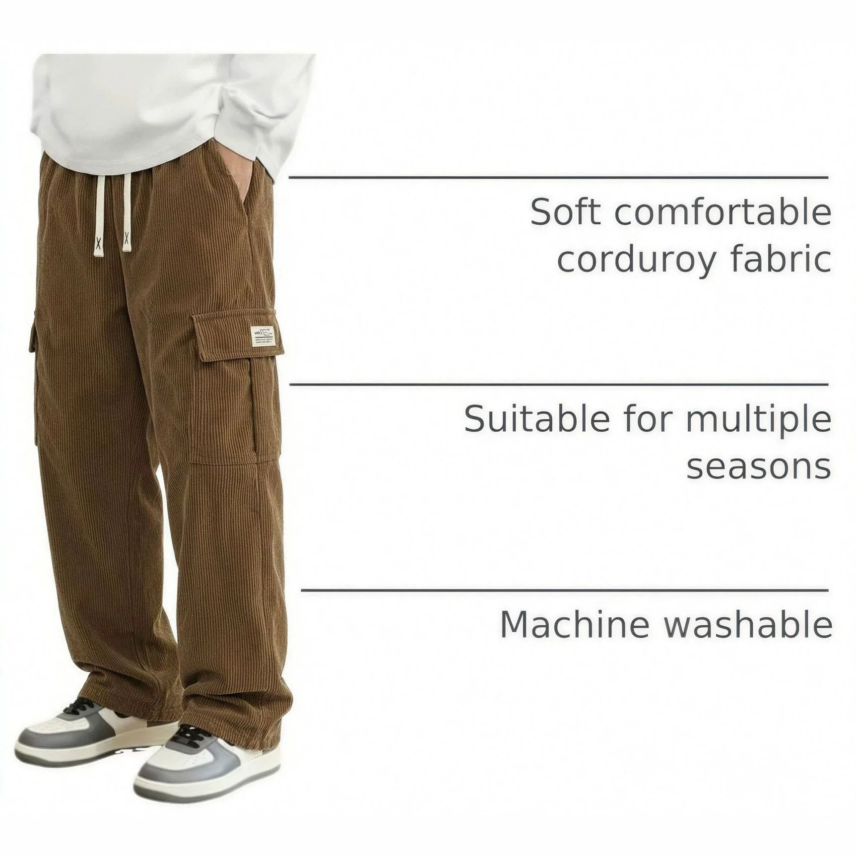 Winter Warm Motorcycle Jogger Corduroy Pants Men Tech Sweatpants Casual Harem Pants Male Sport Thermal Trousers Streetwear