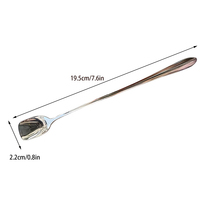 Net Red Golden Stainless Steel round Spoon with Long Handle for Kitchen Dessert Stirring Gadgets Accessory