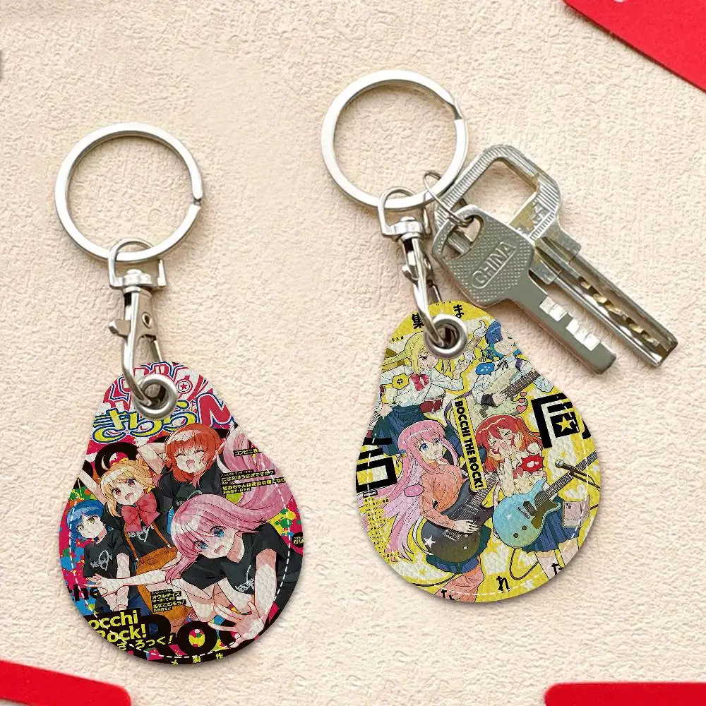 Mnaga Bocchi The Rock Women Mini PU Leather Case Keychain Access Card Bag Key Tag Ring Mini Badge Key Ring Door Lock Tags