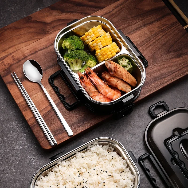 Stainless steel insulated lunch box portable separated bento office workers double-layer lunch box Eco-Friendly food container