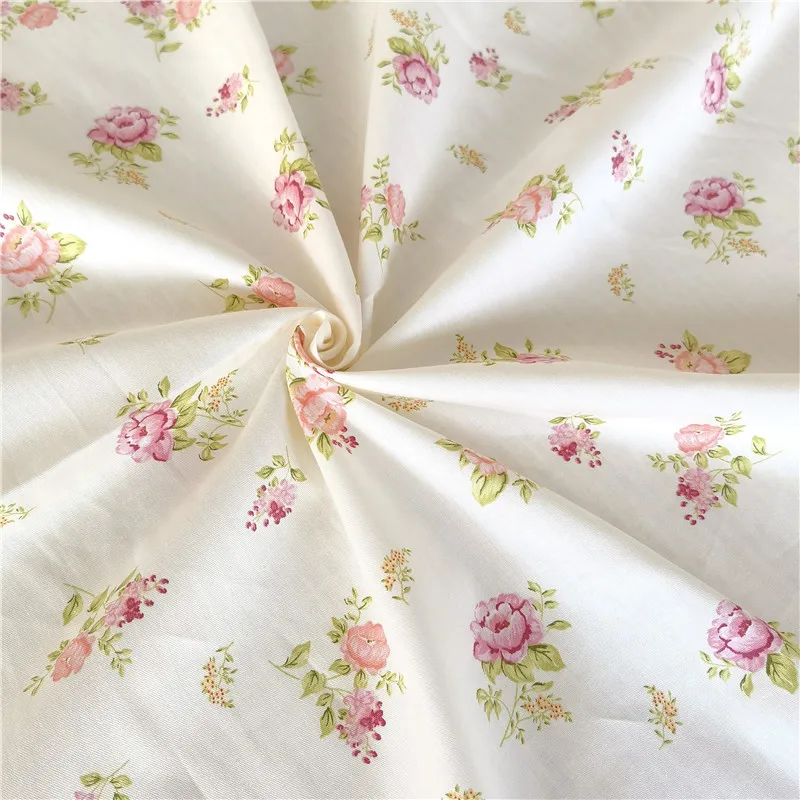 235x50cm Fresh Pink Rose Cotton Twill Sewing Fabric, Making Bedding Home Decoration Shell Cloth