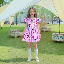 Toddlers Summer Dress for Girls Milk Silk Flutter Sleeve Princess Dress Toddler Girls Party Mermaid Minnie Clothes Wholesales