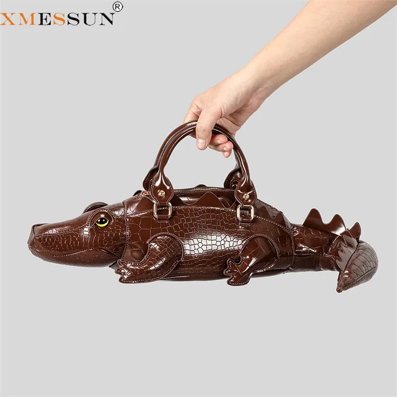 XMESSUN Neue trendige Krokodilform-Handtasche für Frauen, Europa und Amerika, Modedesigner, weiblich, lässig, Schulter-Crossbody-Tasche