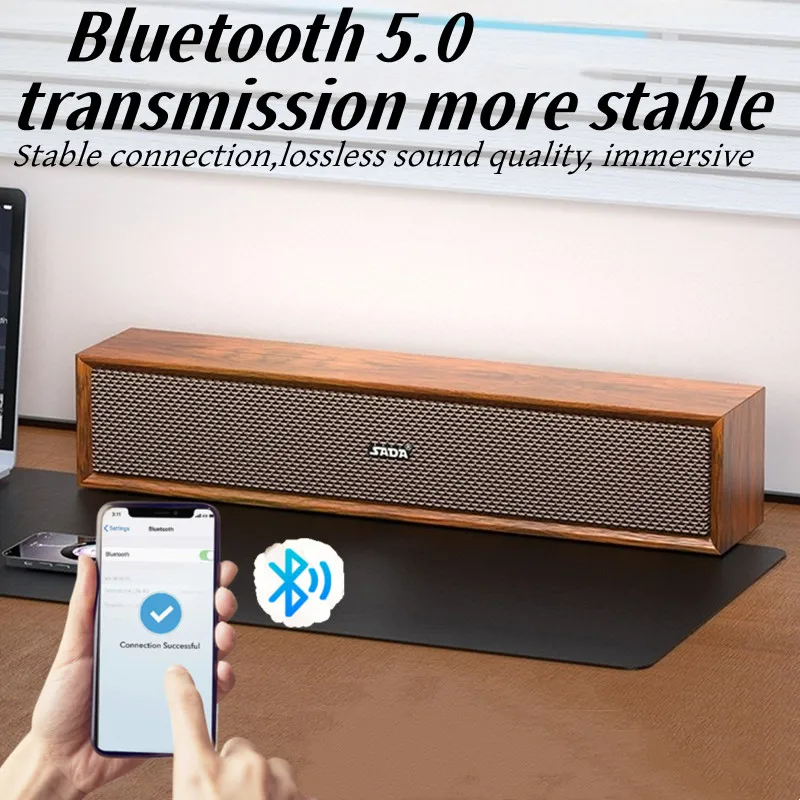 Retro Wooden FM Radio HIFI Sound Quality Bluetooth Speaker Portable Solid Wood Subwoofer Bluetooth Sound Player Boombox TF/AUX