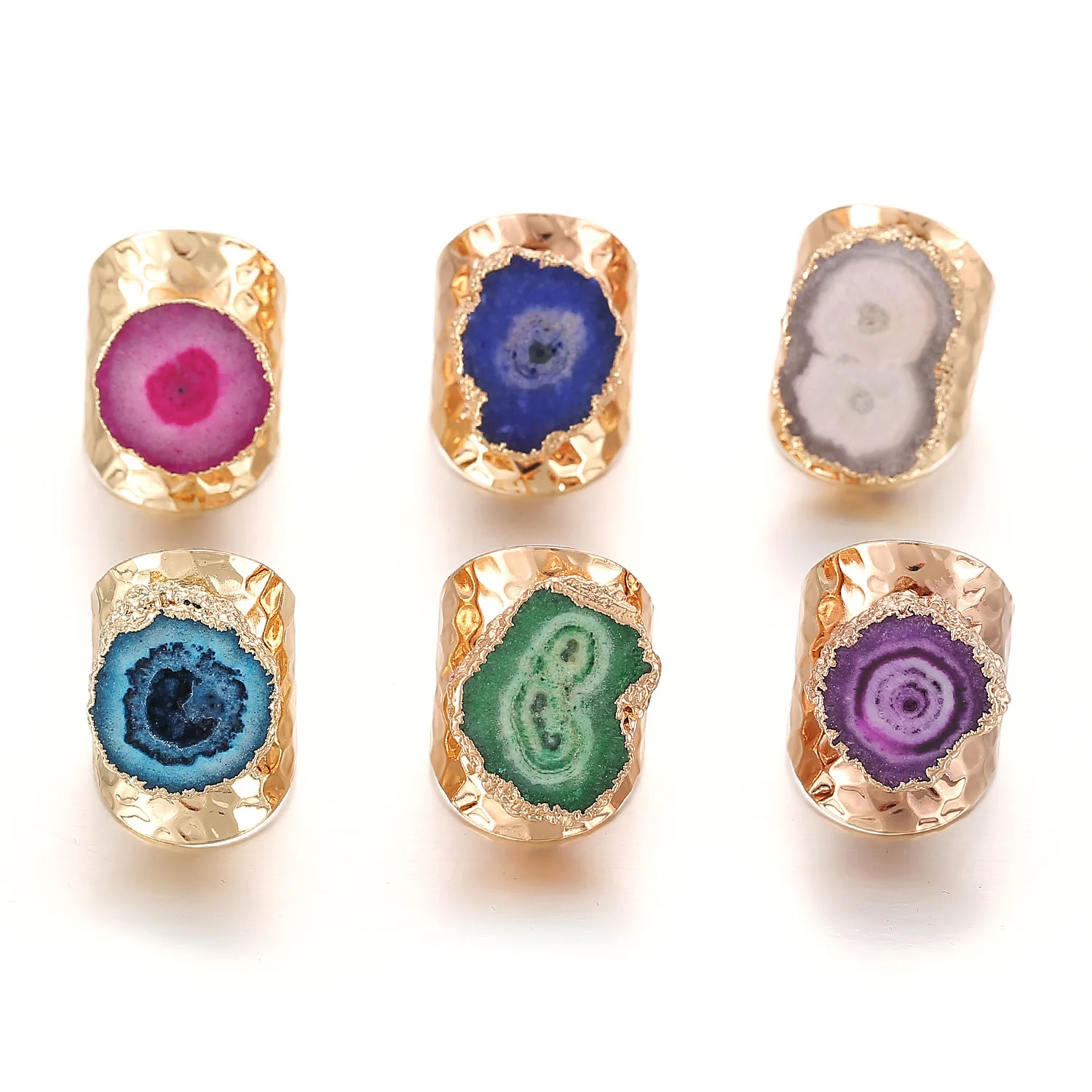 

Handmade genuine jewelry, natural sunflower ring, rough stone crystal natural stone sunflower accessories wholesale