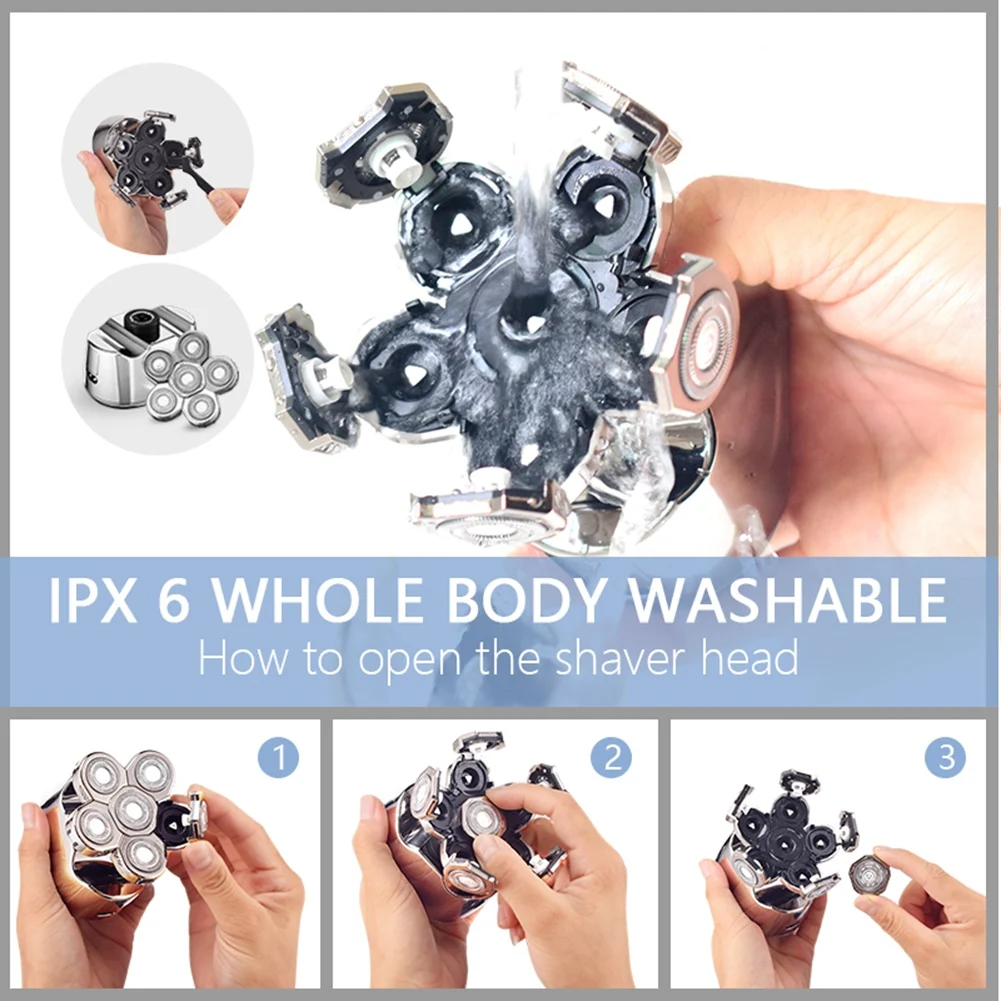 【b25b-】男性用電動カミソリ2個セット、6-in-1シェーバー交換用シェーバーヘッド、ユニバーサルカミソリ刃に適しています。