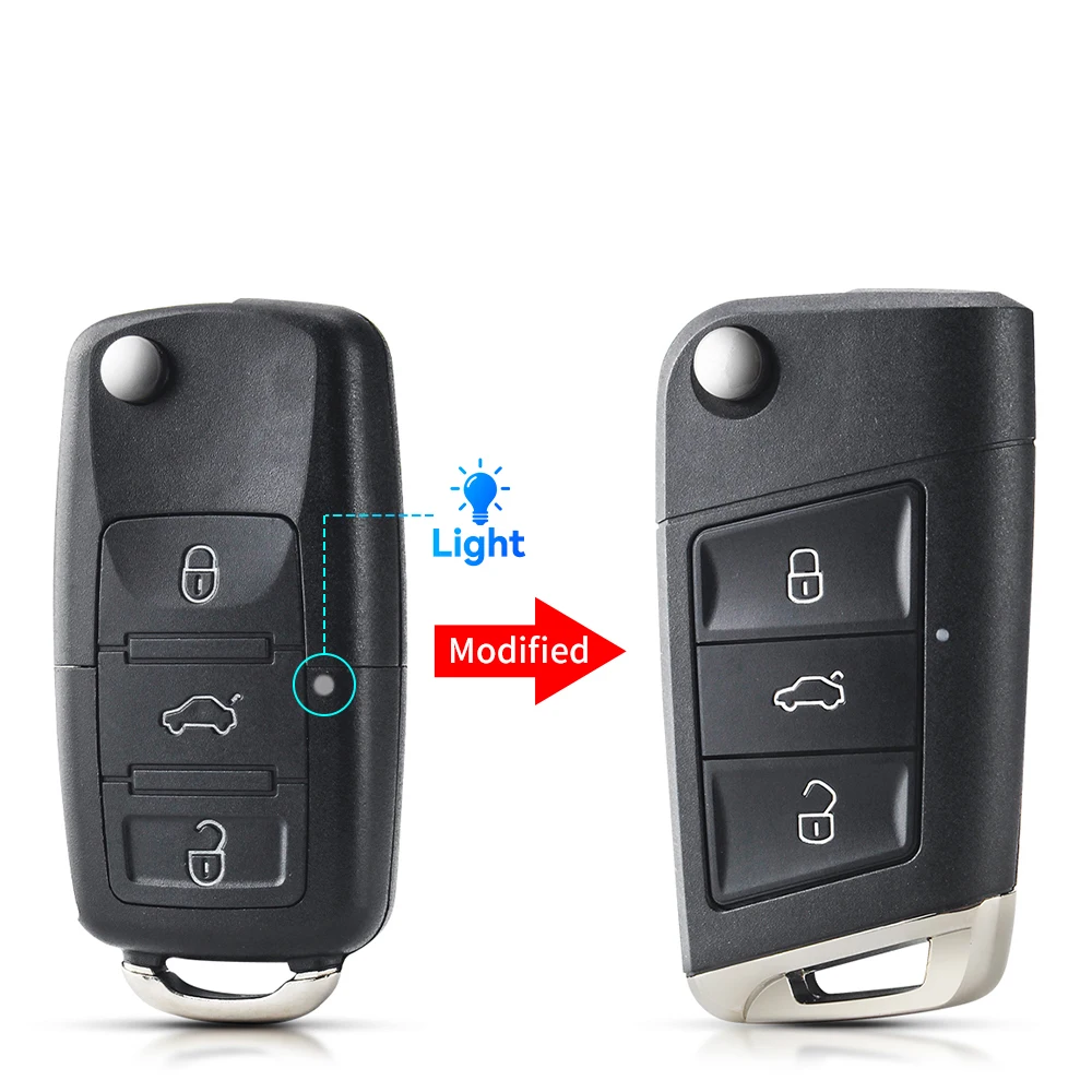KEYYOU Neue Für VW Volkswagen Golf 4 5 6 Passat B5 B6 Polo Touran MK4 Bora Für Seat Skoda 2 3 tasten Geändert Klapp Auto Schlüssel