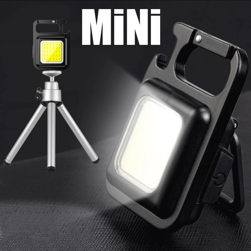 Mini LED-zaklamp sleutelhanger Multifunctionele draagbare COB-kampeerlampen USB-opladen Werklampen Outdoor noodwerklamp