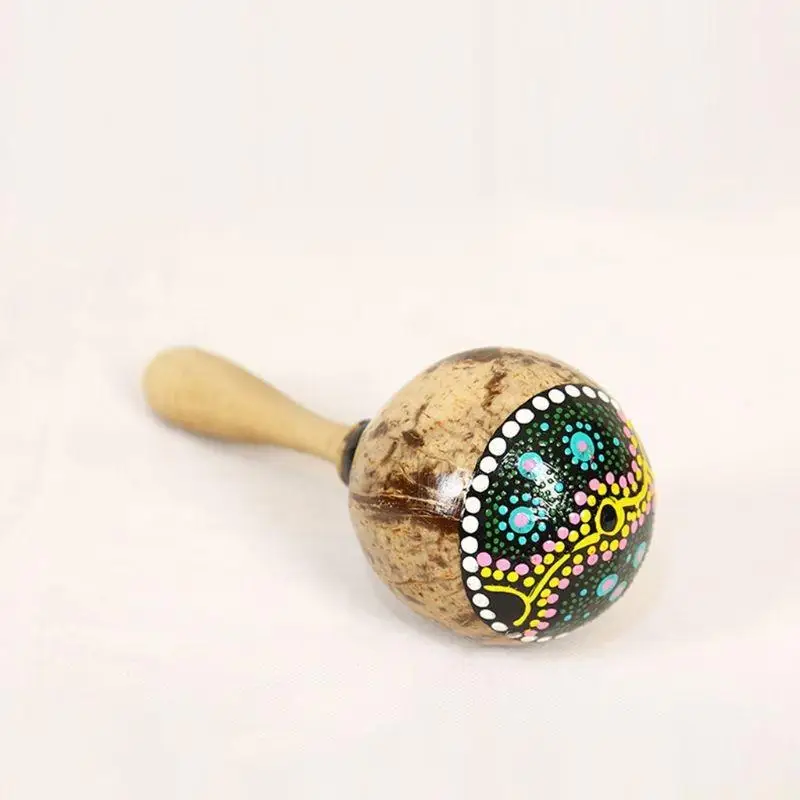 U2JB 1PC Coconut for Shell Sand Hammer Shaker Hand Rattle Musical Instrument Sand Ham