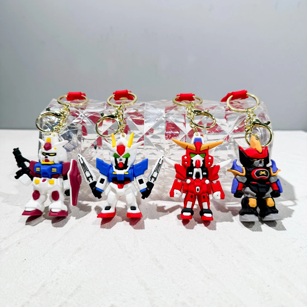 Gundam Keychain Anime Cool Key Chain Robot Doll Toy Bag Pendant Cartoon Decorate Couple Soft Plastic Doll Gift Wholesale