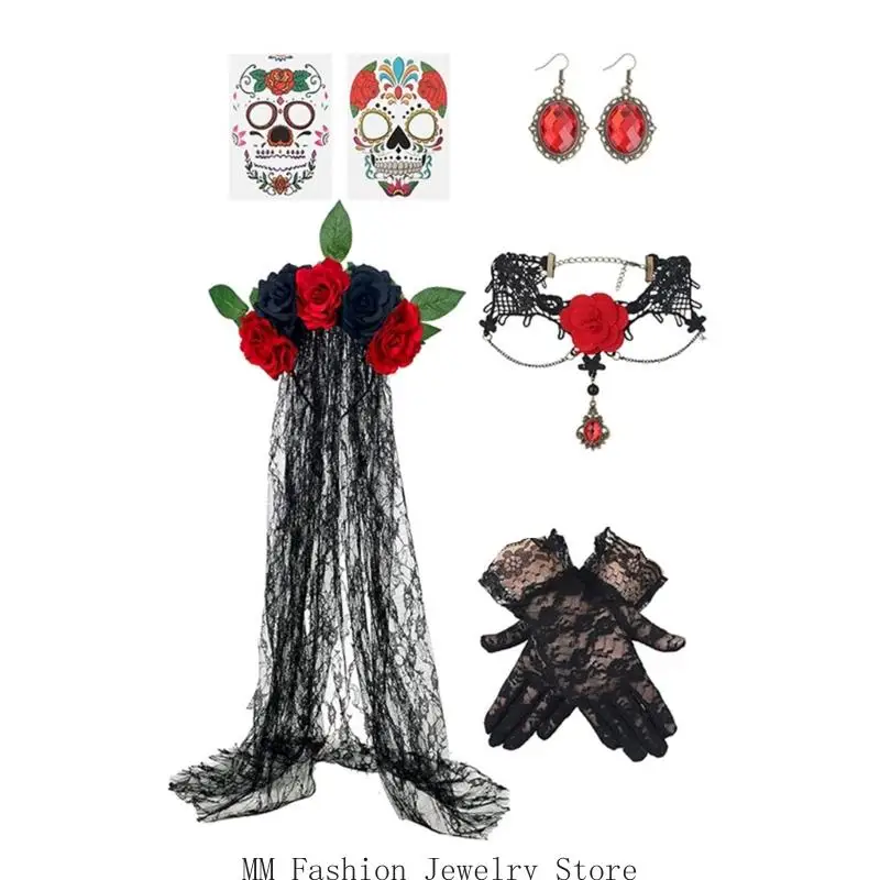 

D0UB Day of the Deads Accessories Los Los Muerto Women Costum