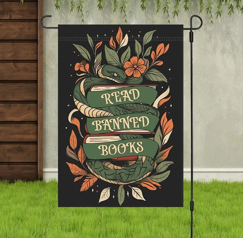 Read Banned Books Garden Flag, Social Justice Yard Flag, Library Flag, Banned Books Flag, Community Garden Flag, Gift For Bo WWP
