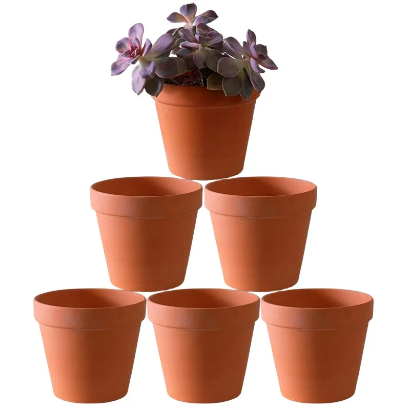 Pots Terra Cotta de 4.5 pouces, 6 pièces, jardinière en poterie, Pots de fleurs Cactus, Pot Succulent avec trou de Drainage, idéal pour les plantes, l'artisanat