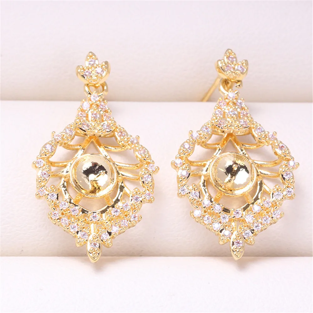 

DIY Pearl Accessories with Empty Phoenix Tail Zircon Pearl Earrings S925 Silver Needle Jewelry Temperament Earrings for Women